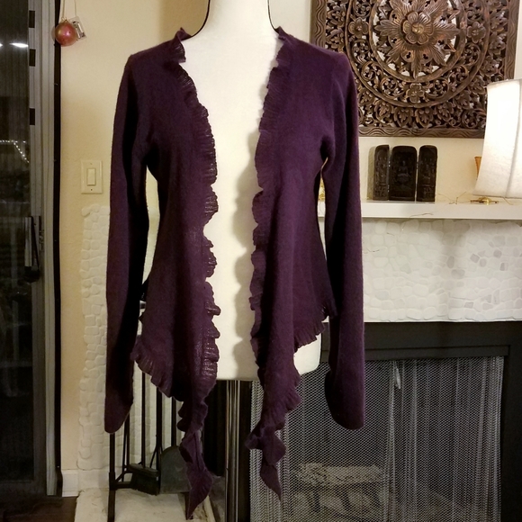 Last chance! Laundry Cashmere Ruffle Tie Cardigan - Picture 3 of 6